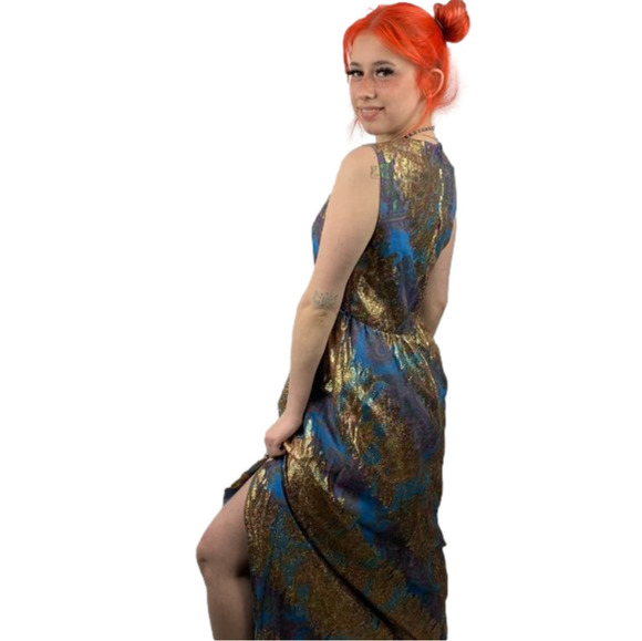 VINTAGE Morton  Miles for Malcolm Charles Metallic Sleeveless Gown - Picture 1 of 13